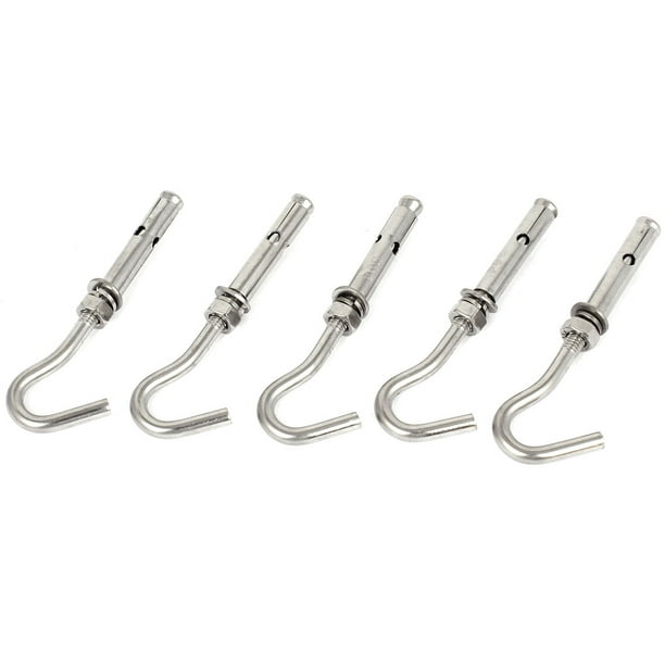 Set of 4 NUZAMAS 304 Stainless Steel M10x60mm Shoulder Screw-in Bolts Closed Hook Heavy Duty Screw in Hooks Set of 4 NUZAMAS 304 Stainless Steel M10x60mm Shoulder Screw-in Bolts Closed Hook Heavy Duty Screw in Hooks